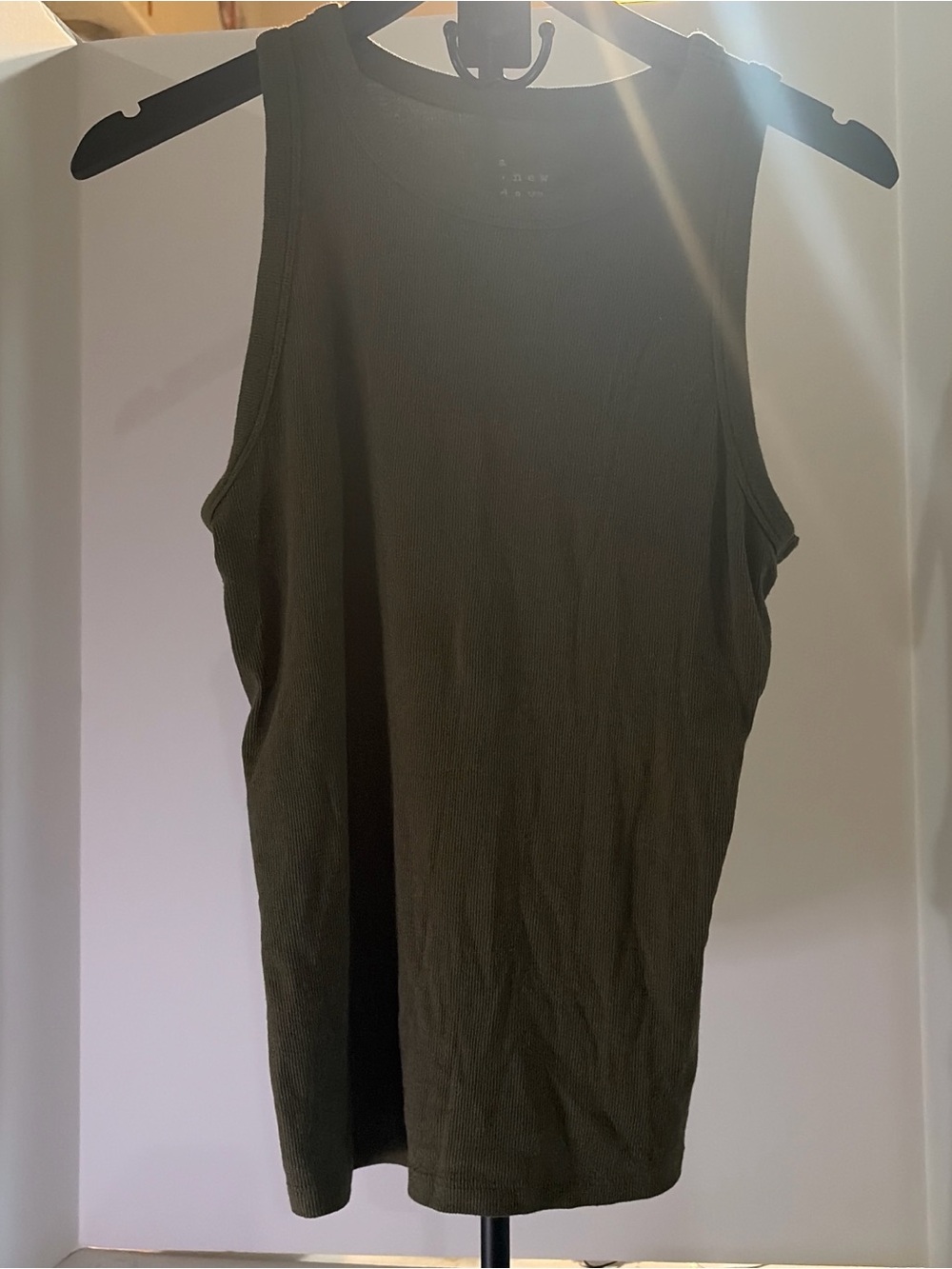 Sleeveless Ribbed Tank Top in Olive Green